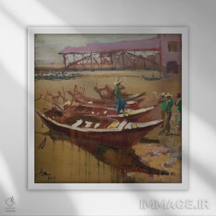 تابلو در انتظار مسافران اثر کنتس آرت (هنرمند یا استودیو) - نمای قابدار سفید