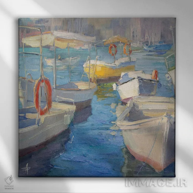 تابلو قایق زرد اثر کنتس آرت (هنرمند یا استودیو) - نمای روبهرو روی دیوار