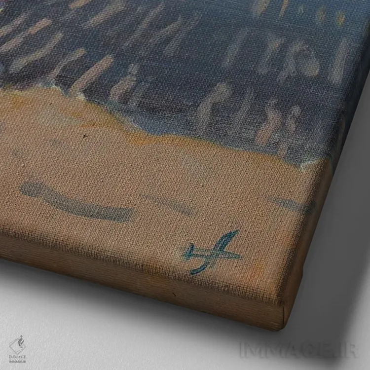 تابلو اولین شناگران بهاری در ساحل اثر کنتس آرت (هنرمند یا استودیو) - نمای نزدیک بافت بوم