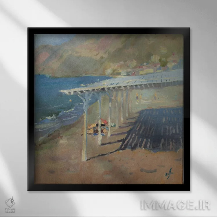 تابلو اولین شناگران بهاری در ساحل اثر کنتس آرت (هنرمند یا استودیو) - نمای قابدار مشکی