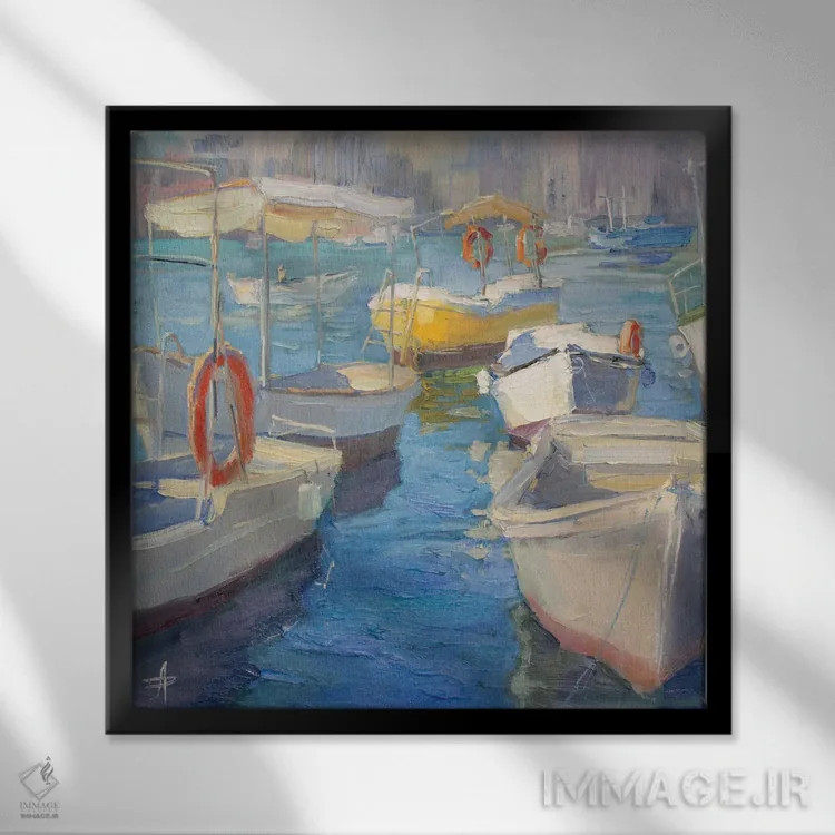 تابلو قایق زرد اثر کنتس آرت (هنرمند یا استودیو) - نمای قابدار مشکی