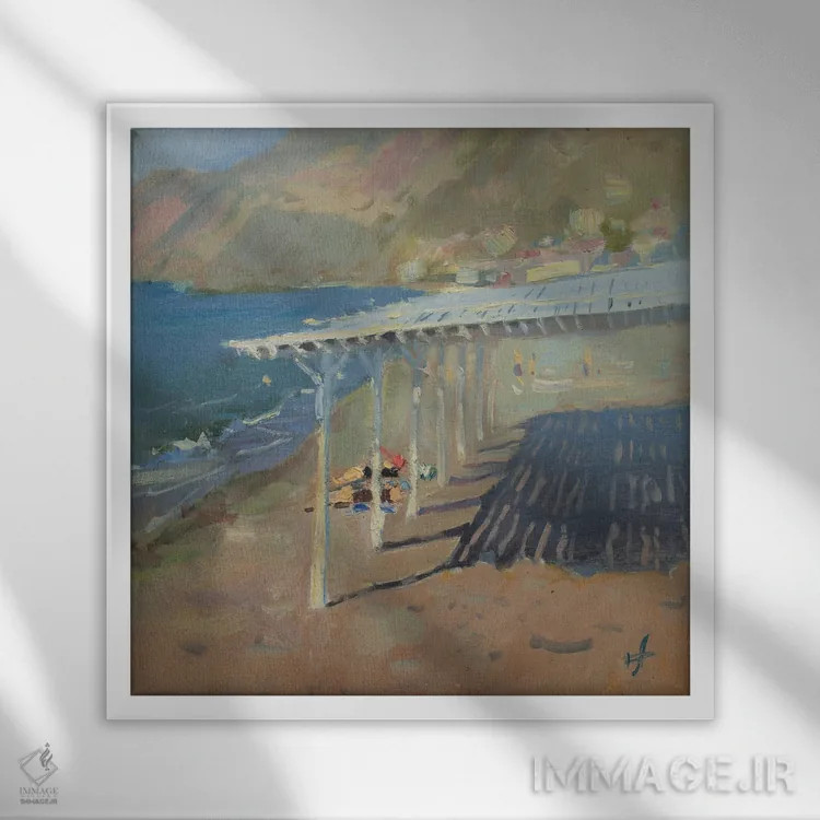 تابلو اولین شناگران بهاری در ساحل اثر کنتس آرت (هنرمند یا استودیو) - نمای قابدار سفید