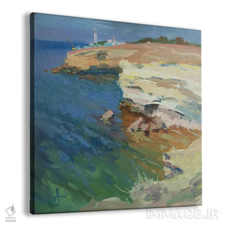 تابلو فانوس دریایی روی صخره اثر کنتس آرت (هنرمند یا استودیو) - نمای پرسپکتیو محصول