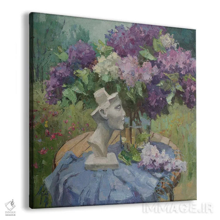 تابلو یاس بنفش با سر نفرتیتی اثر کنتس آرت (هنرمند یا استودیو) - نمای پرسپکتیو محصول