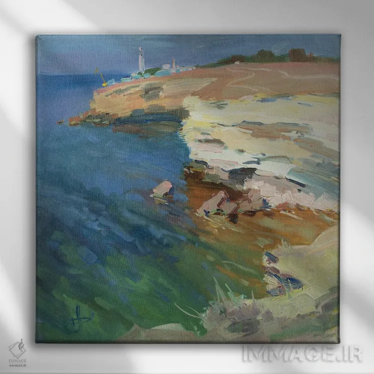 تابلو فانوس دریایی روی صخره اثر کنتس آرت (هنرمند یا استودیو) - نمای روبهرو روی دیوار