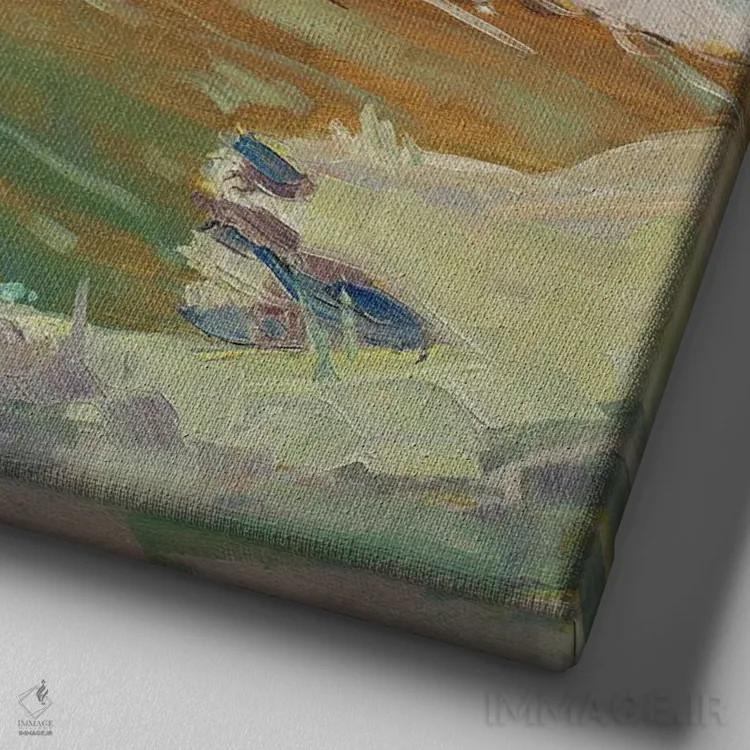 تابلو فانوس دریایی روی صخره اثر کنتس آرت (هنرمند یا استودیو) - نمای نزدیک بافت بوم