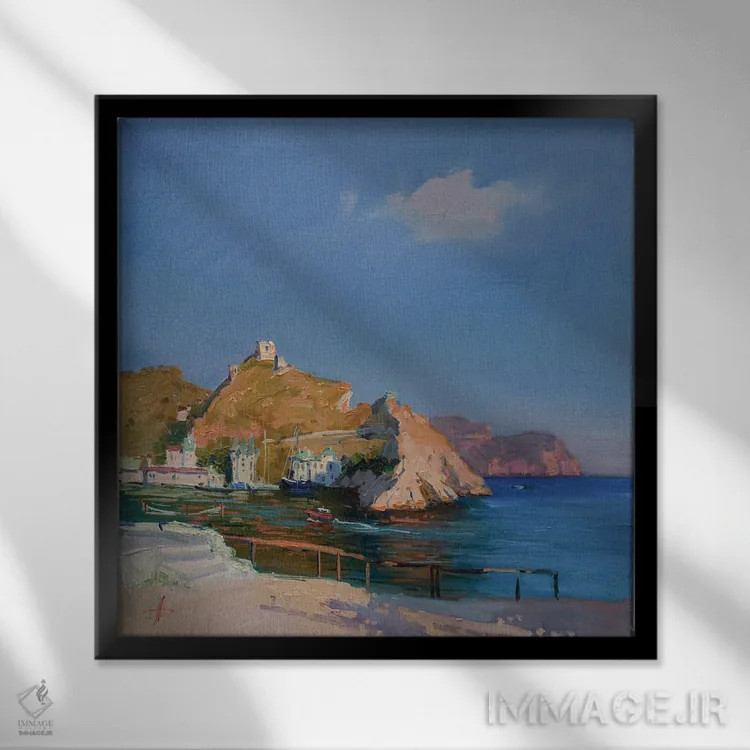 تابلو کنار ساحل اثر کنتس آرت (هنرمند یا استودیو) - نمای قابدار مشکی