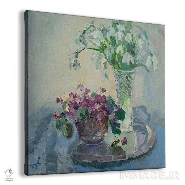 تابلو طبیعت بیجان سیکلامن و گل برفی اثر کنتس آرت (هنرمند یا استودیو) - نمای پرسپکتیو محصول