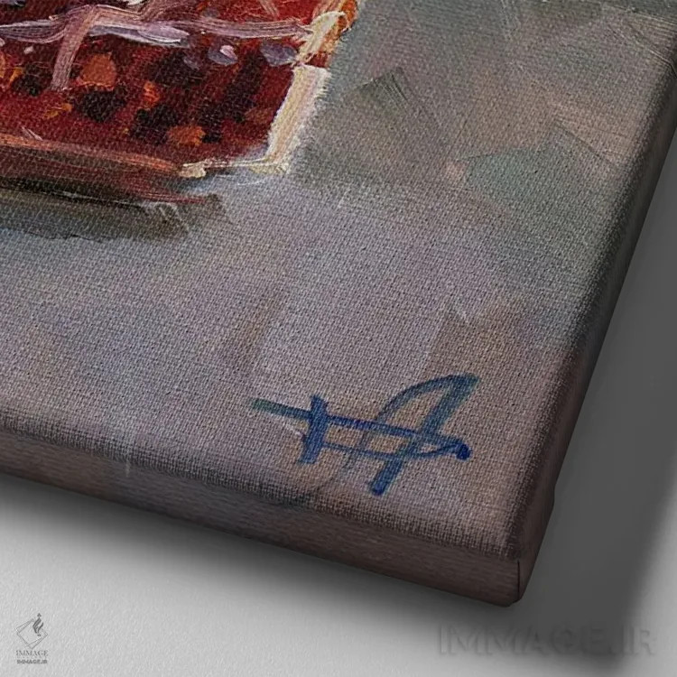 تابلو انار اثر کنتس آرت (هنرمند یا استودیو) - نمای نزدیک بافت بوم