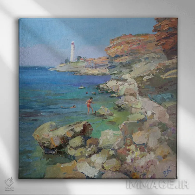 تابلو فانوس دریایی خرسونس اثر کنتس آرت (هنرمند یا استودیو) - نمای روبهرو روی دیوار