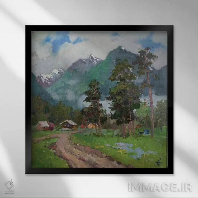 تابلو مه صبحگاهی؛ آرخیز، روسیه اثر کنتس آرت (هنرمند یا استودیو) - نمای قابدار مشکی