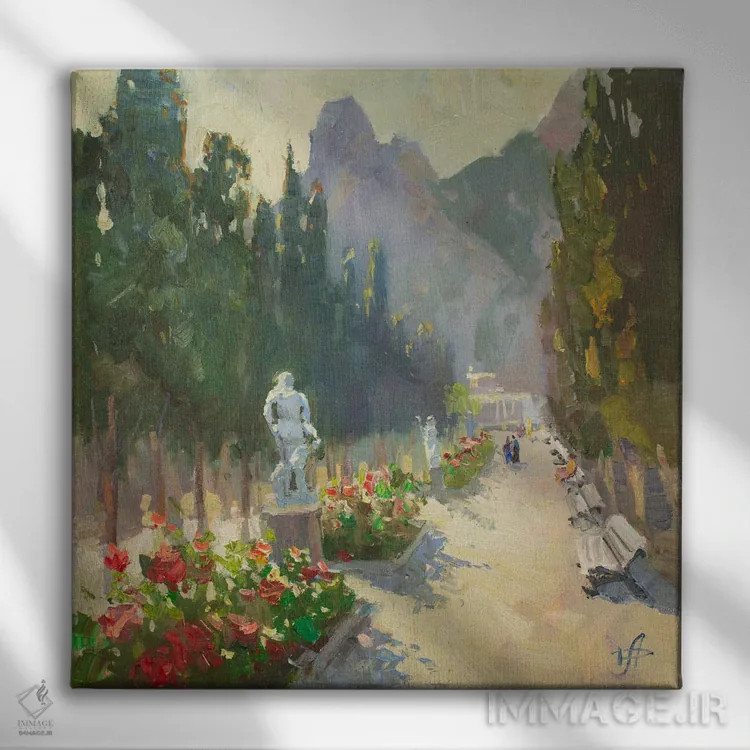 تابلو کوچه سروها اثر کنتس آرت (هنرمند یا استودیو) - نمای روبهرو روی دیوار
