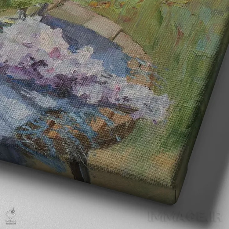 تابلو یاس بنفش با سر نفرتیتی اثر کنتس آرت (هنرمند یا استودیو) - نمای نزدیک بافت بوم