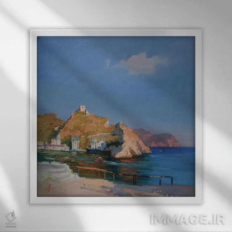 تابلو کنار ساحل اثر کنتس آرت (هنرمند یا استودیو) - نمای قابدار سفید