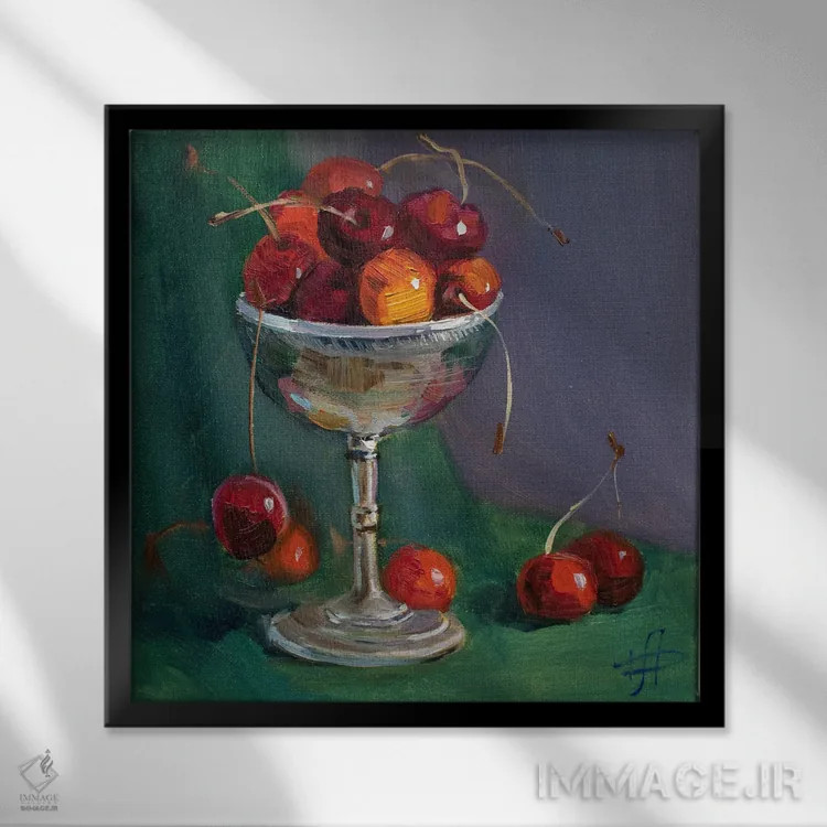 تابلو گیلاسها اثر کنتس آرت (هنرمند یا استودیو) - نمای قابدار مشکی