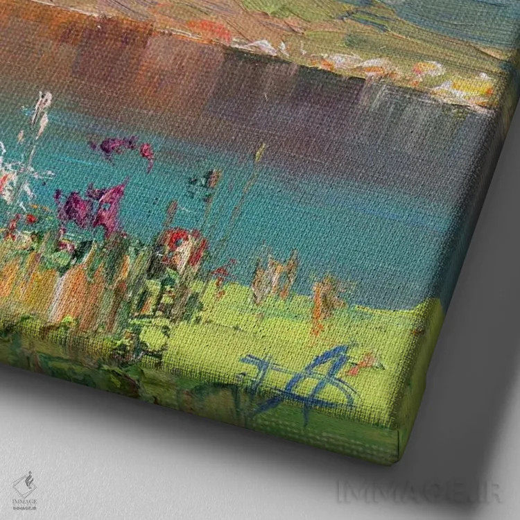 تابلو بهار در شرق کریمه اثر کنتس آرت (هنرمند یا استودیو) - نمای نزدیک بافت بوم