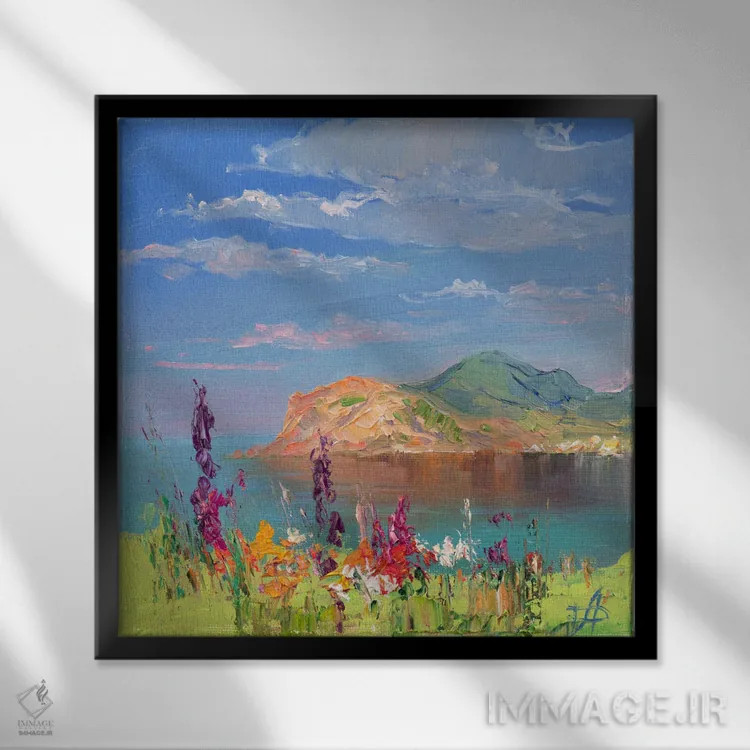 تابلو بهار در شرق کریمه اثر کنتس آرت (هنرمند یا استودیو) - نمای قابدار مشکی