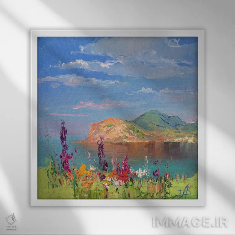 تابلو بهار در شرق کریمه اثر کنتس آرت (هنرمند یا استودیو) - نمای قابدار سفید