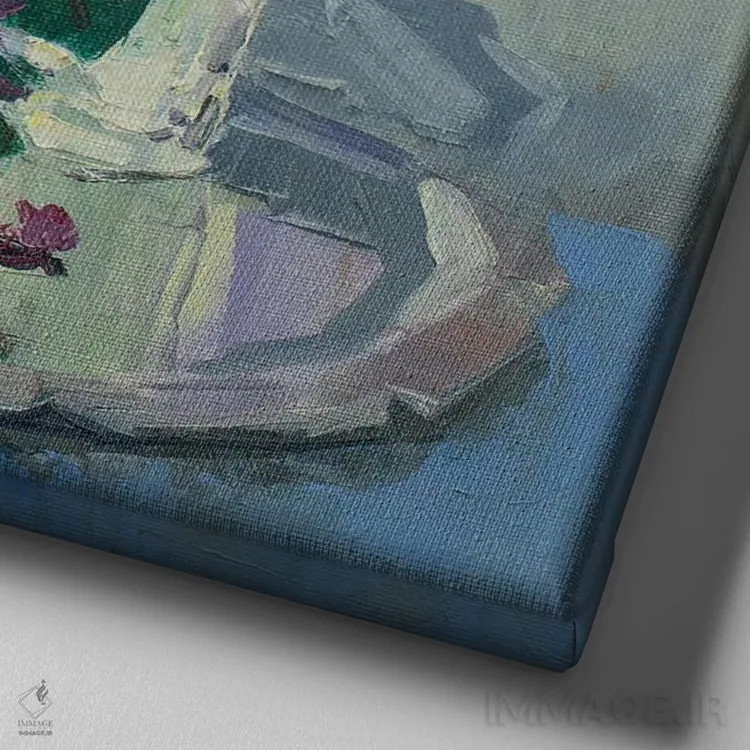 تابلو طبیعت بیجان سیکلامن و گل برفی اثر کنتس آرت (هنرمند یا استودیو) - نمای نزدیک بافت بوم