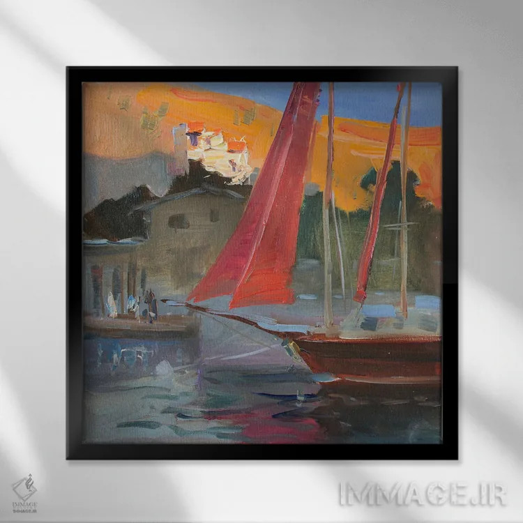 تابلو بادبانهای صورتی اثر کنتس آرت (هنرمند یا استودیو) - نمای قابدار مشکی