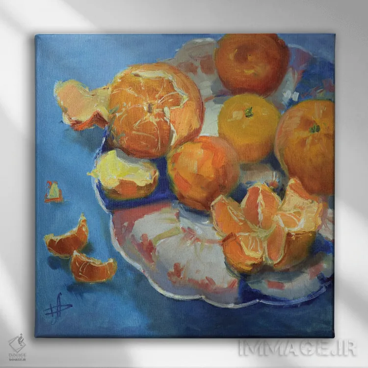 تابلو نارنگیهای نارنجی اثر کنتس آرت (هنرمند یا استودیو) - نمای روبهرو روی دیوار