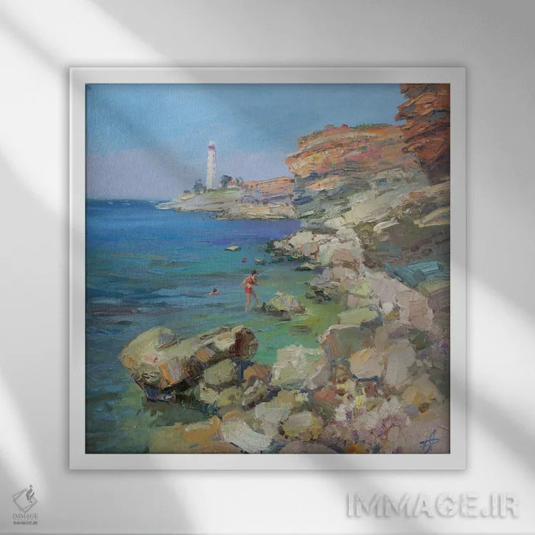 تابلو فانوس دریایی خرسونس تاوریکا اثر کنتس آرت (هنرمند یا استودیو) - نمای قابدار سفید