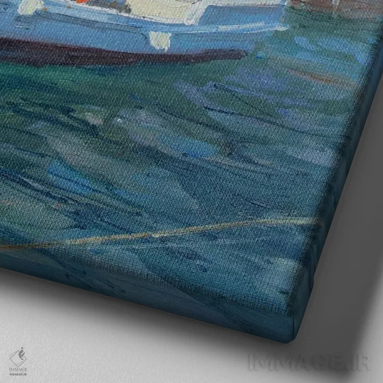 تابلو قایقهای تفریحی در لنگرگاه اثر کنتس آرت (هنرمند یا استودیو) - نمای نزدیک بافت بوم