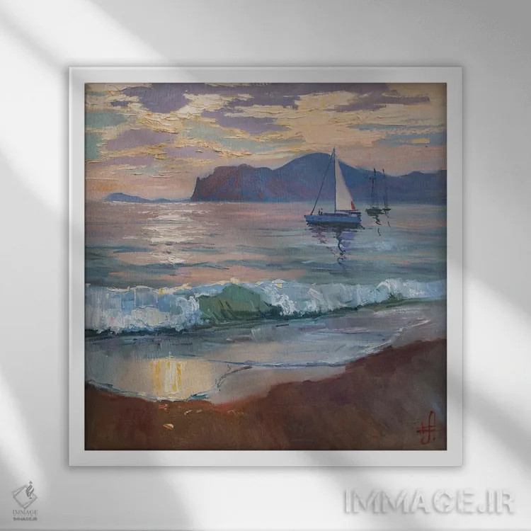 تابلو غروب اثر کنتس آرت (هنرمند یا استودیو) - نمای قابدار سفید