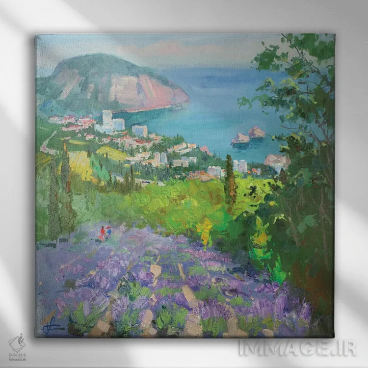 تابلو اسطوخودوس کوهی اثر کنتس آرت (هنرمند یا استودیو) - نمای روبهرو روی دیوار