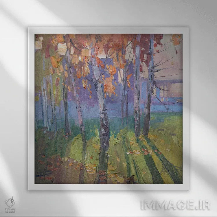 تابلو اوگلیچ؛ سایههای درختان غان اثر کنتس آرت (هنرمند یا استودیو) - نمای قابدار سفید