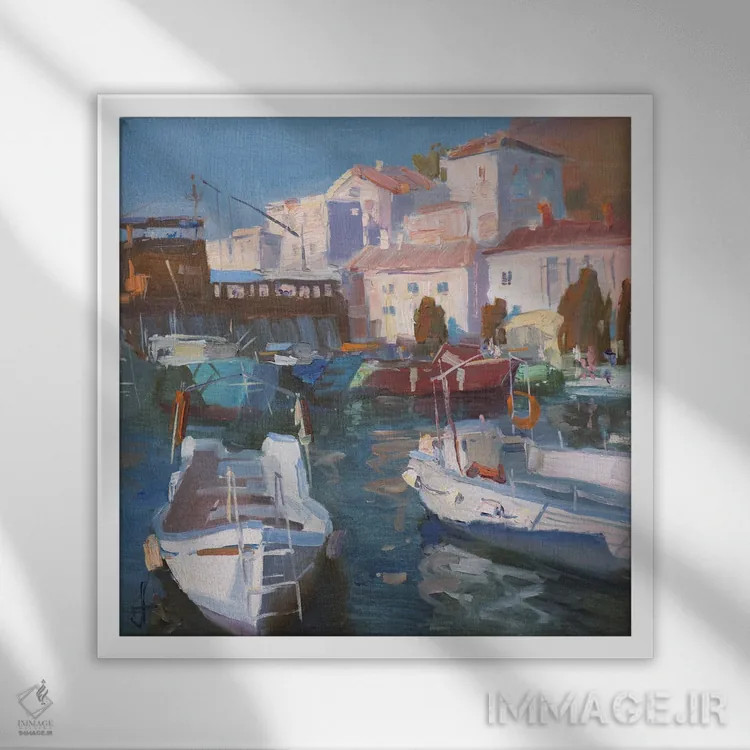 تابلو قایقهای تفریحی اثر کنتس آرت (هنرمند یا استودیو) - نمای قابدار سفید