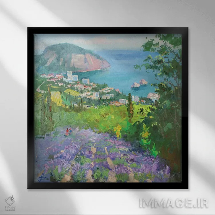 تابلو اسطوخودوس کوهی اثر کنتس آرت (هنرمند یا استودیو) - نمای قابدار مشکی