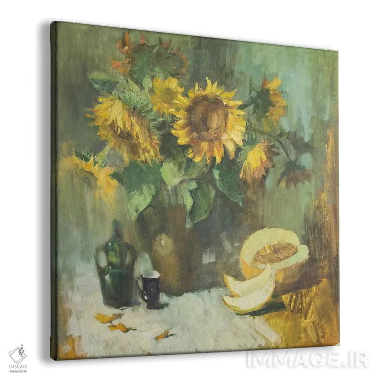 تابلو گل آفتابگردان و هندوانهها اثر کنتس آرت (هنرمند یا استودیو) - نمای پرسپکتیو محصول