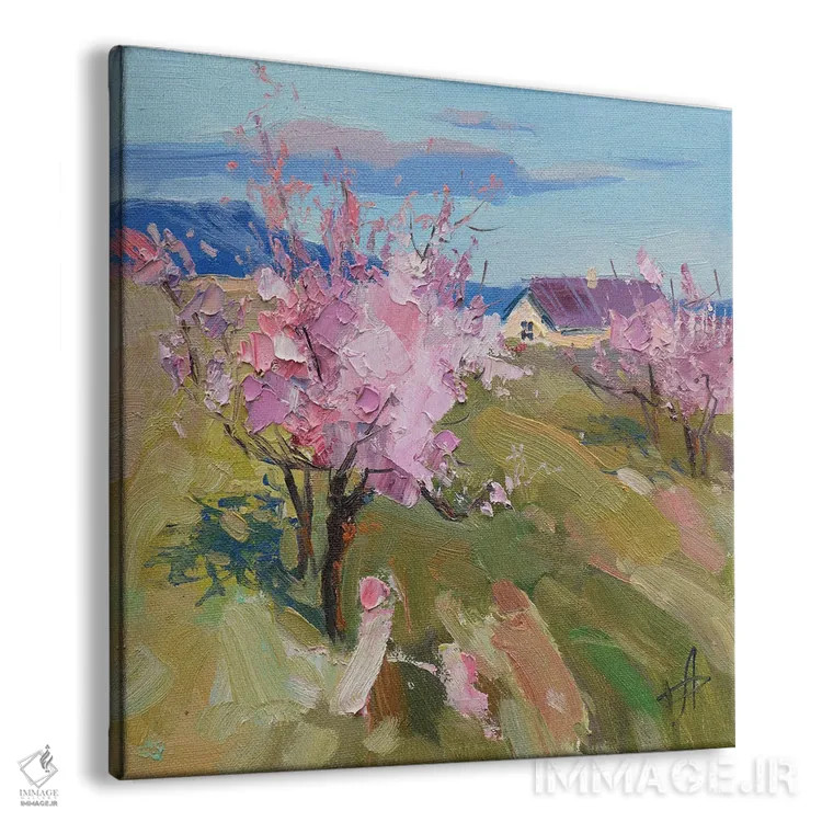 تابلو شکوفههای هلو در بهار اثر کنتس آرت (هنرمند یا استودیو) - نمای پرسپکتیو محصول