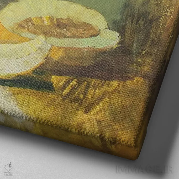 تابلو گل آفتابگردان و هندوانهها اثر کنتس آرت (هنرمند یا استودیو) - نمای نزدیک بافت بوم