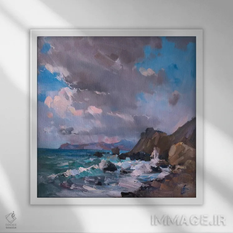 تابلو طوفان بهاری اثر کنتس آرت (هنرمند یا استودیو) - نمای قابدار سفید