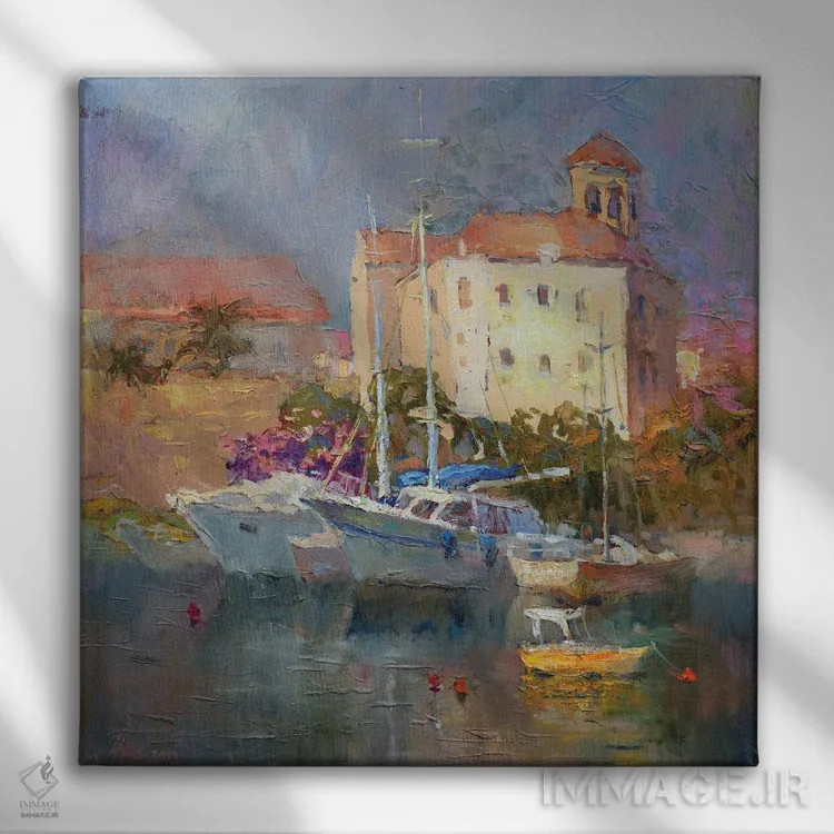 تابلو روز آفتابی در مونتهنگرو اثر کنتس آرت (هنرمند یا استودیو) - نمای روبهرو روی دیوار