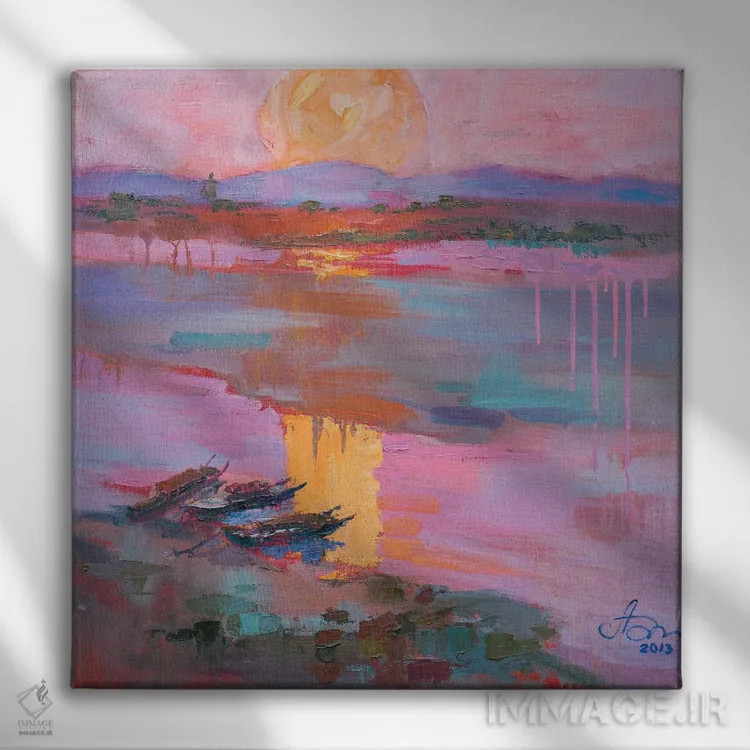 تابلو غروب بر فراز باگان باستانی اثر کنتس آرت (هنرمند یا استودیو) - نمای روبهرو روی دیوار