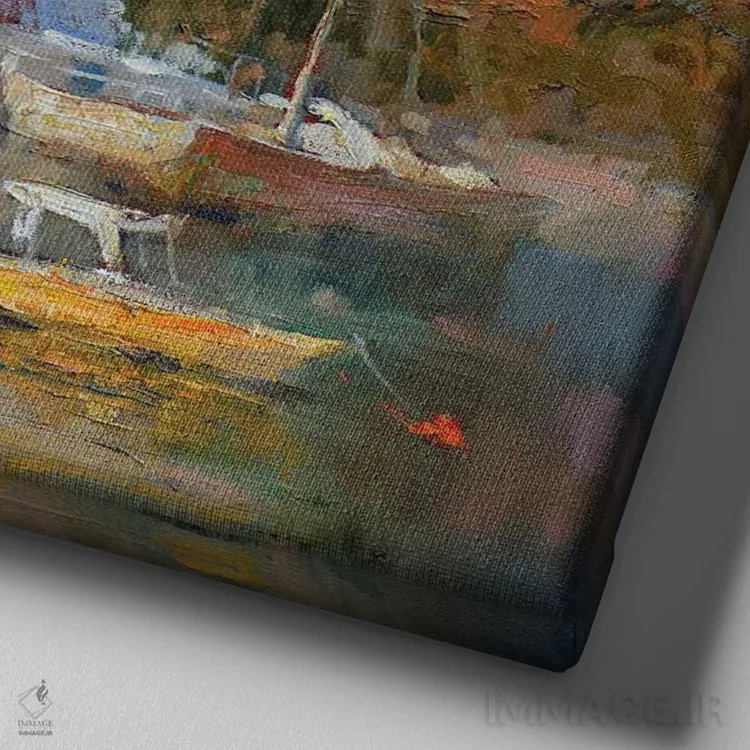 تابلو روز آفتابی در مونتهنگرو اثر کنتس آرت (هنرمند یا استودیو) - نمای نزدیک بافت بوم