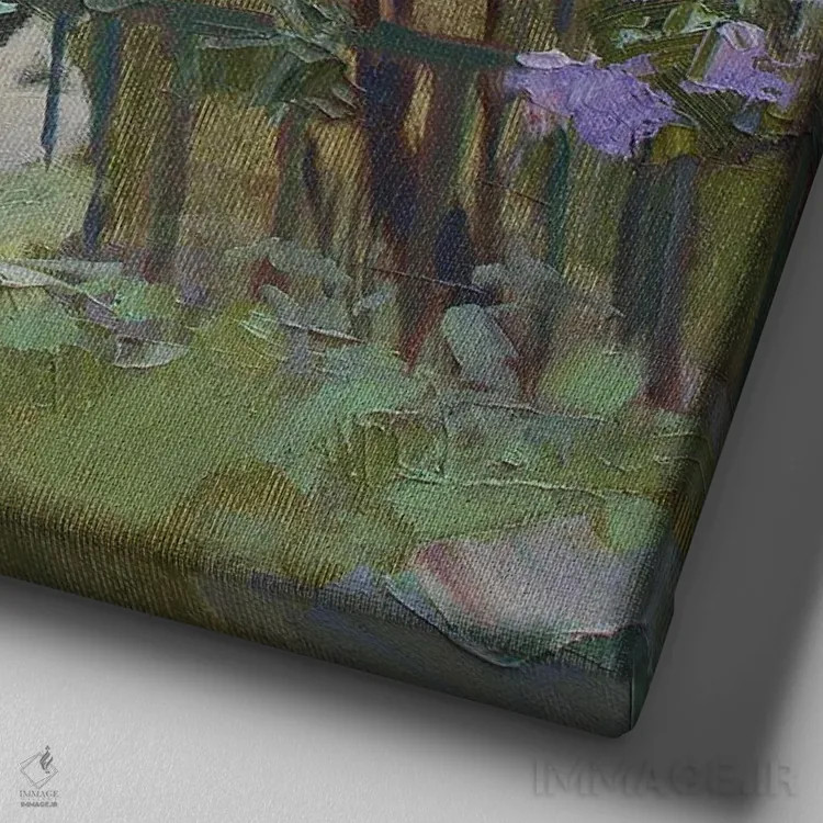 تابلو یاس بنفش شکوفا در گورزوف اثر کنتس آرت (هنرمند یا استودیو) - نمای نزدیک بافت بوم