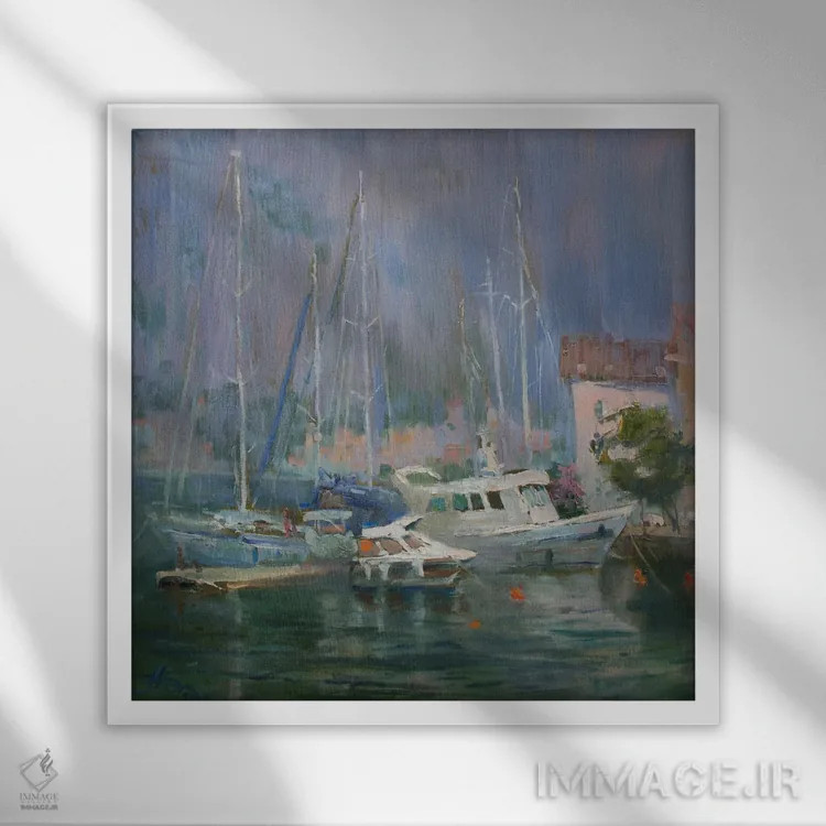 تابلو قایقهای تفریحی مونتهنگرو اثر کنتس آرت (هنرمند یا استودیو) - نمای قابدار سفید