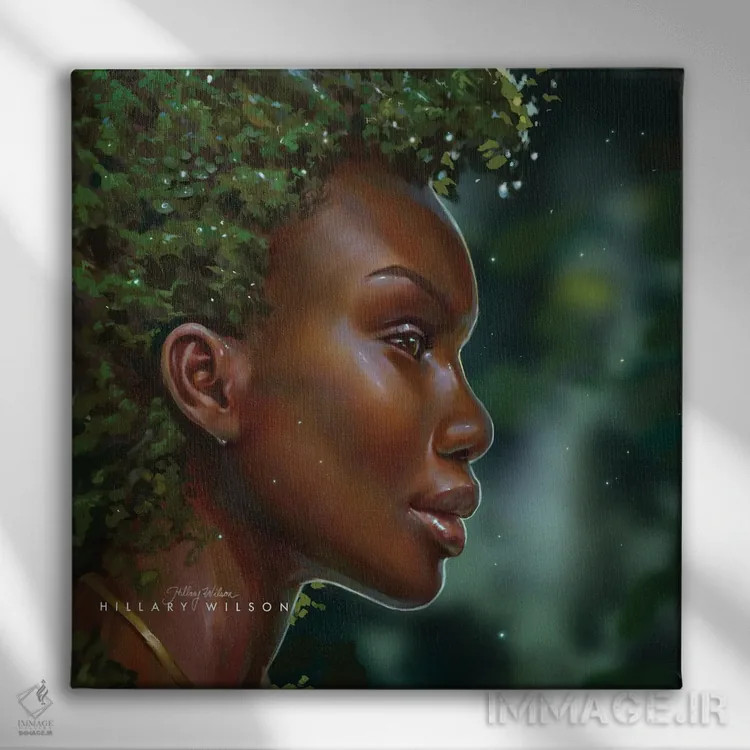 تابلو درایاد (پری جنگل) اثر هیلاری دی ویلسون - نمای روبهرو روی دیوار