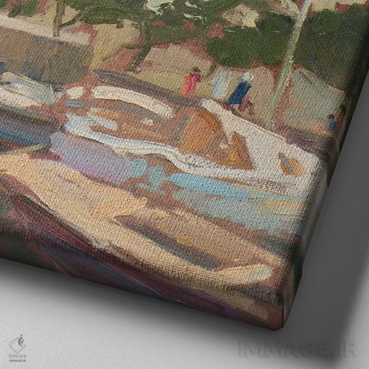 تابلو قایقها در مونتهنگرو اثر کنتس آرت (هنرمند یا استودیو) - نمای نزدیک بافت بوم