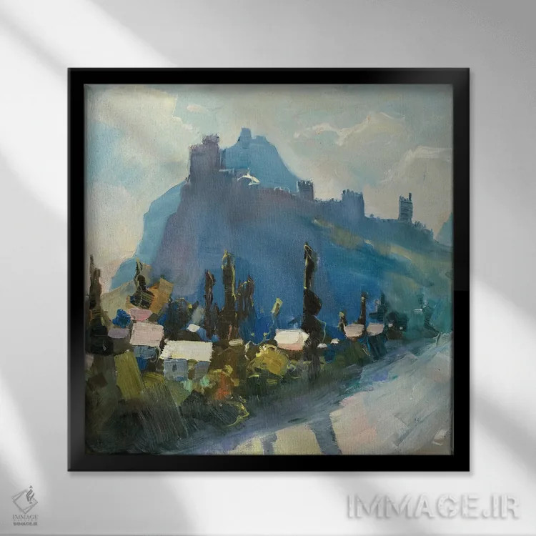 تابلو در پای قلعه جنوسیس اثر کنتس آرت (هنرمند یا استودیو) - نمای قابدار مشکی