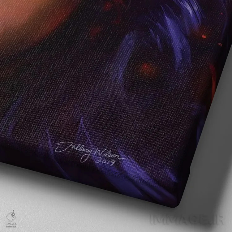 تابلو کلاغ اثر هیلاری دی ویلسون - نمای نزدیک بافت بوم