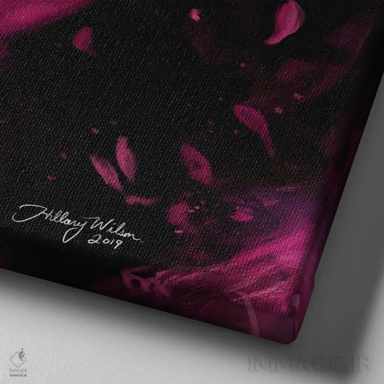 تابلو او (مونث) اثر هیلاری دی ویلسون - نمای نزدیک بافت بوم