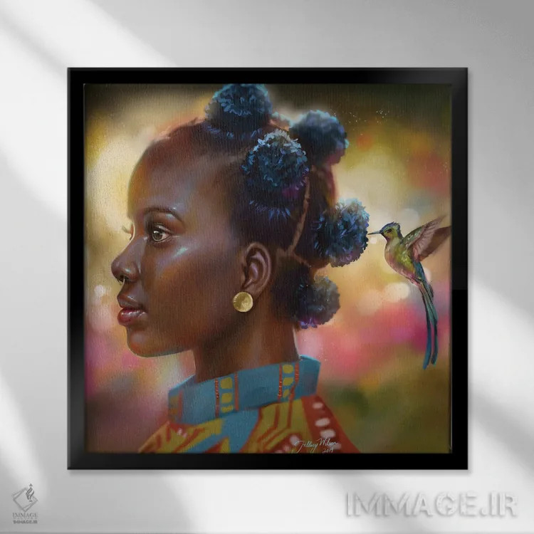 تابلو مرغ مگسخوار اثر هیلاری دی ویلسون - نمای قابدار مشکی