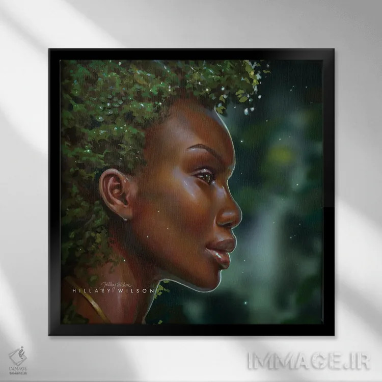 تابلو درایاد (پری جنگل) اثر هیلاری دی ویلسون - نمای قابدار مشکی