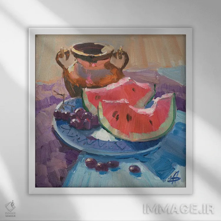 تابلو روز آگوست اثر کنتس آرت (هنرمند یا استودیو) - نمای قابدار سفید