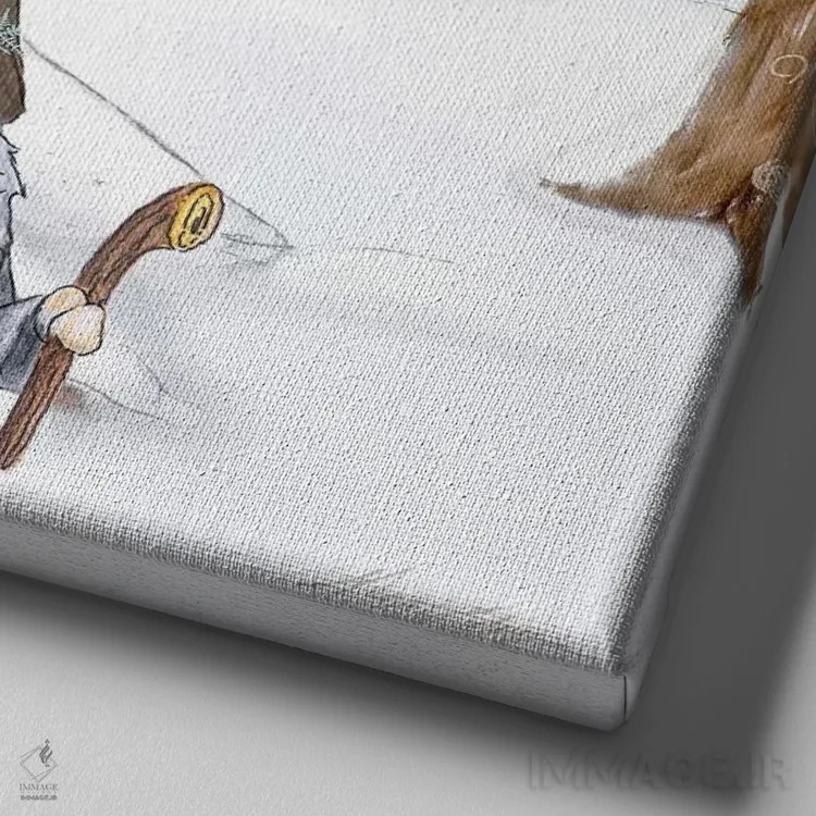 تابلو کوتوله زمستانی IV اثر هیوگو ادوینز - نمای نزدیک بافت بوم